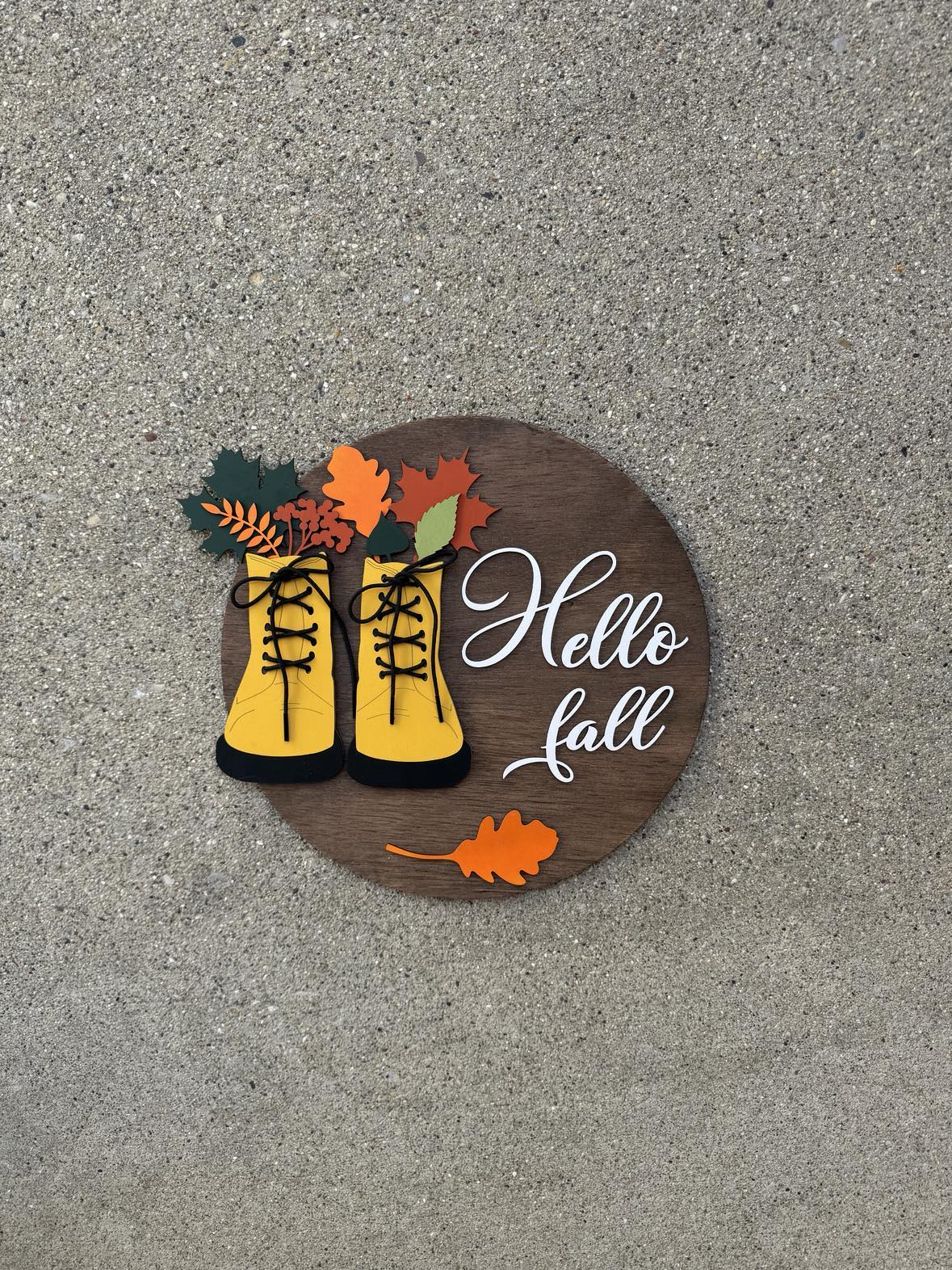 Rain Boots Hello Fall Round