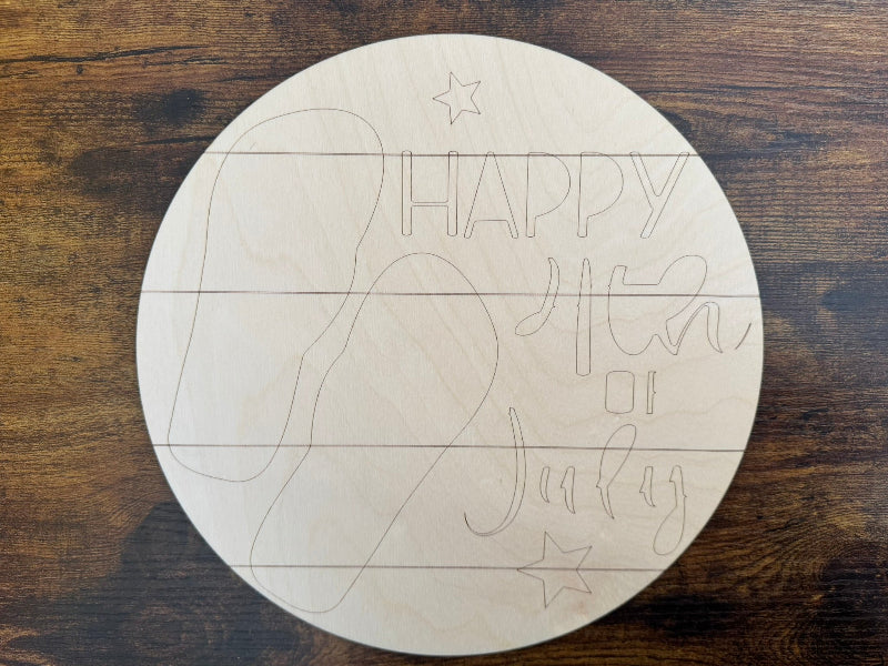 Round piece of wood with DIY etching