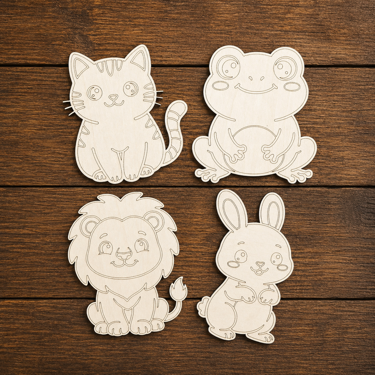 Wooden Animal Coloring