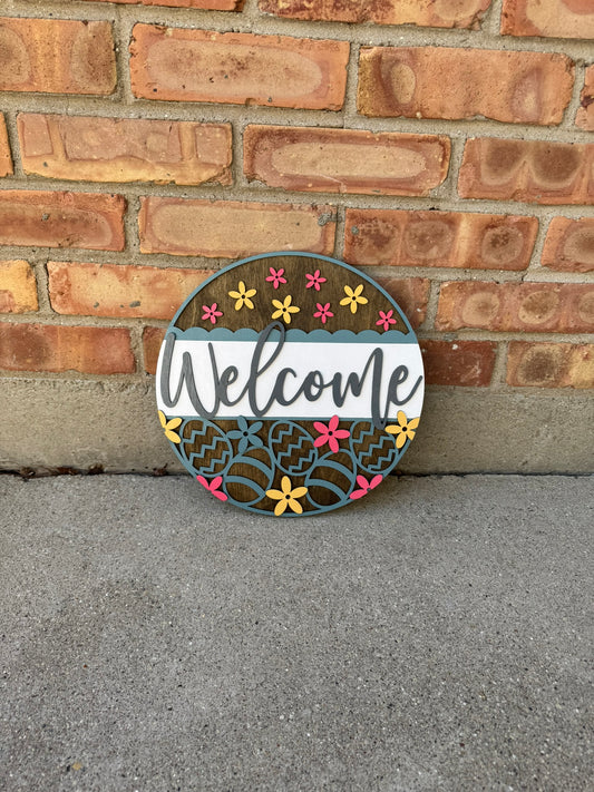 Welcome Easter Eggs Round