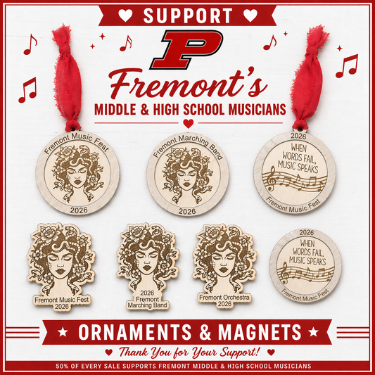 Fundraiser Magnets and Ornaments for 2026 Fremont Musicians!