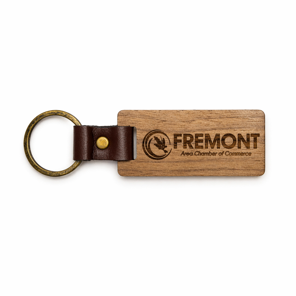Custom Engraved Wood & Leather Keychain