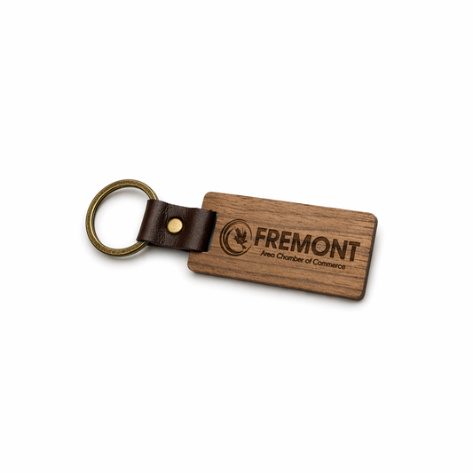 Custom Engraved Wood & Leather Keychain