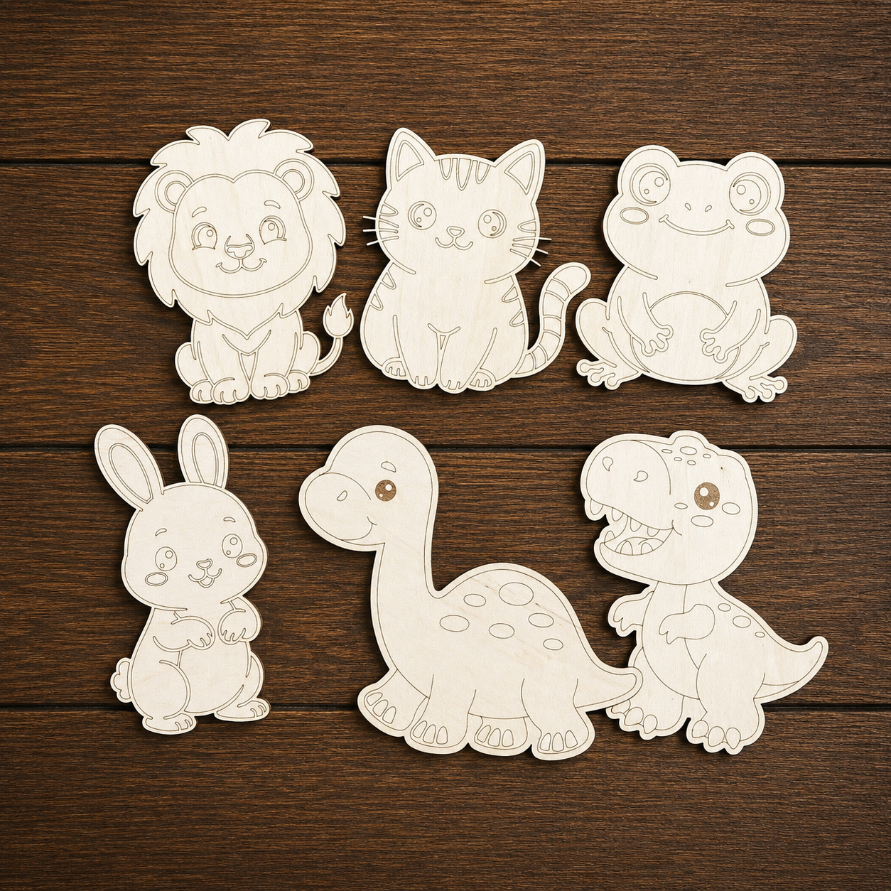 Wooden Animal Coloring