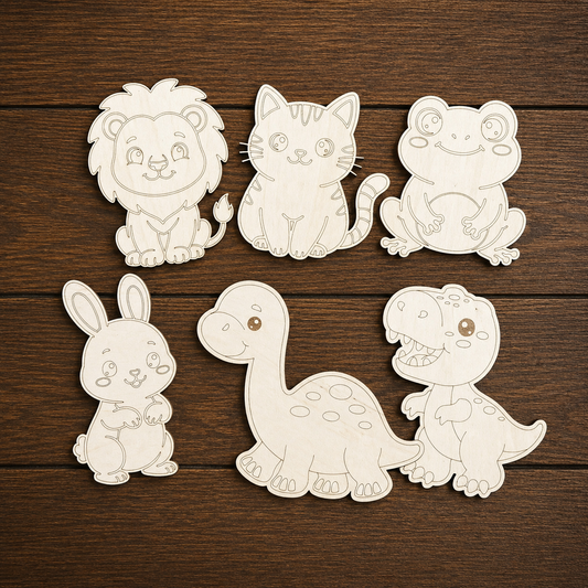 Wooden Animal Coloring